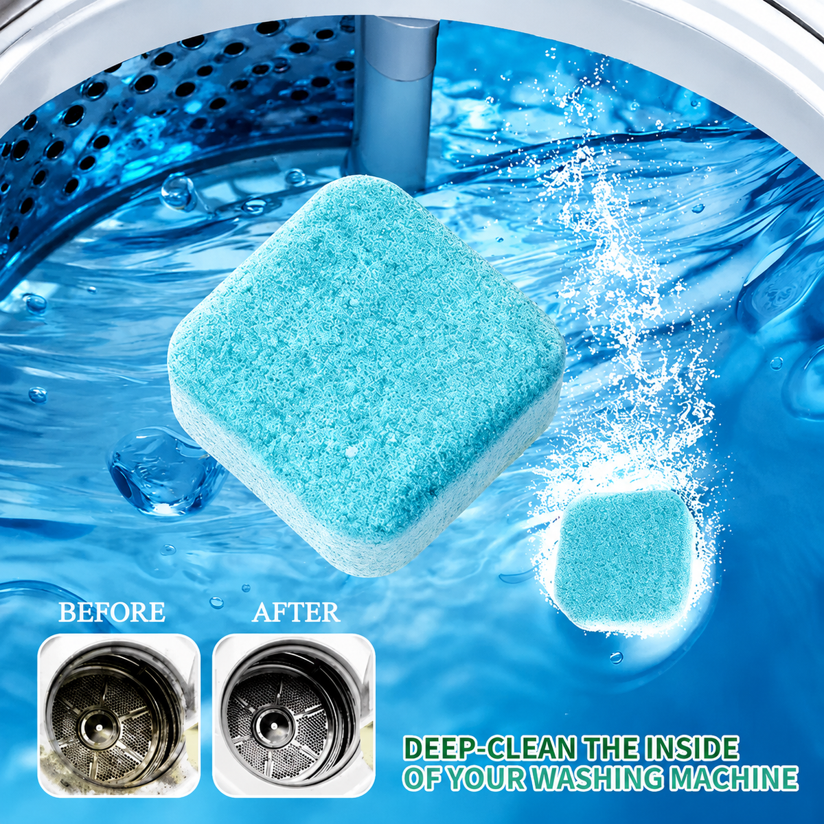 Powerful Washer Deep Cleaner Tablets – Eliminate Hidden Bacteria & Bad Smells Fast